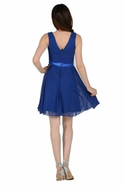 Silver Short Knee Length Chiffon Dress By Poly USA -Dresses Shop silver short knee length chiffon dress by poly usa short cocktail dresses poly usa 812932