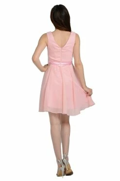 Silver Short Knee Length Chiffon Dress By Poly USA -Dresses Shop silver short knee length chiffon dress by poly usa short cocktail dresses poly usa 937064