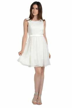 Silver Short Knee Length Chiffon Dress By Poly USA -Dresses Shop silver short knee length chiffon dress by poly usa short cocktail dresses poly usa xs ivory 914898