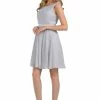 Silver Short Knee Length Chiffon Dress By Poly USA -Dresses Shop silver short knee length chiffon dress by poly usa short cocktail dresses poly usa xs silver 447260