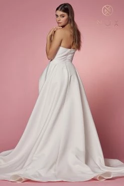 Strapless A-line Wedding Slit Gown By Nox Anabel JW938 -Dresses Shop strapless a line wedding slit gown by nox anabel jw938 long formal dresses nox anabel 320938