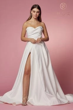 Strapless A-line Wedding Slit Gown By Nox Anabel JW938 -Dresses Shop strapless a line wedding slit gown by nox anabel jw938 long formal dresses nox anabel 518407