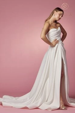 Strapless A-line Wedding Slit Gown By Nox Anabel JW938 -Dresses Shop strapless a line wedding slit gown by nox anabel jw938 long formal dresses nox anabel 593249