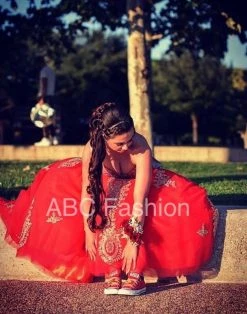 Lace Applique Strapless Ballgown By Elizabeth K GL2379 -Dresses Shop strapless ballgown with gold lace applique by elizabeth k gl2379 quinceanera dresses elizabeth k 627712