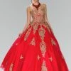Lace Applique Strapless Ballgown By Elizabeth K GL2379 -Dresses Shop strapless ballgown with gold lace applique by elizabeth k gl2379 quinceanera dresses elizabeth k xs red 286339