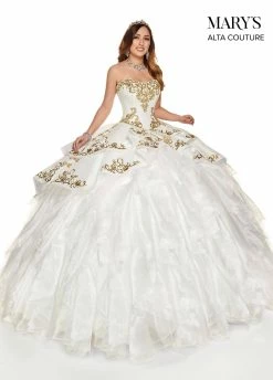 Strapless Charro Quinceanera Dress By Alta Couture MQ3049 -Dresses Shop strapless charro quinceanera dress by alta couture mq3049 quinceanera dresses marys bridal 0 white 249454