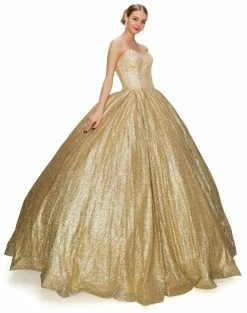 Strapless Glitter Ball Gown By Cinderella Couture 8010J