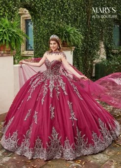 Glitter Cape Quinceanera Dress By Alta Couture MQ3059 -Dresses Shop strapless glitter quinceanera dress by alta couture mq3059 quinceanera dresses marys bridal 0 burgundy 594834