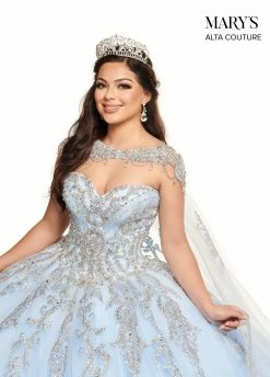 Glitter Cape Quinceanera Dress By Alta Couture MQ3059 -Dresses Shop strapless glitter quinceanera dress by alta couture mq3059 quinceanera dresses marys bridal 568661
