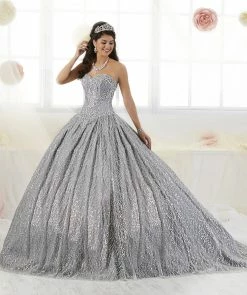 Strapless Glitter Quinceanera Dress By House Of Wu 26896