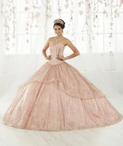 Strapless Glitter Quinceanera Dress By House Of Wu 26923