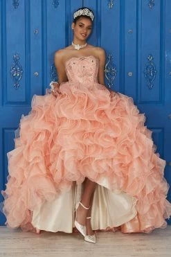 Strapless Ruffled Dress By House Of Wu LA Glitter 24034 -Dresses Shop strapless ruffled dress by house of wu la glitter 24034 quinceanera dresses la glitter by house of wu 0 peach 776170