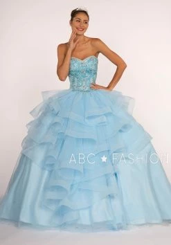Strapless Sweetheart Ball Gown With Ruffled Skirt By Elizabeth K GL2515 -Dresses Shop strapless sweetheart ball gown with ruffled skirt by elizabeth k gl2515 quinceanera dresses elizabeth k xs sky blue 289160