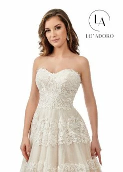 Strapless Tiered Lace A-Line Wedding Gown By Mary's Bridal M767 -Dresses Shop strapless tiered lace a line wedding gown by marys bridal m767 wedding dresses lo adoro by marys bridal 761627