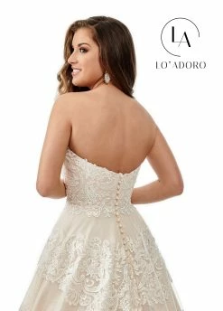 Strapless Tiered Lace A-Line Wedding Gown By Mary's Bridal M767 -Dresses Shop strapless tiered lace a line wedding gown by marys bridal m767 wedding dresses lo adoro by marys bridal 879957