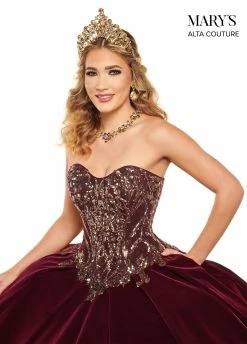 Strapless Velvet Quinceanera Dress By Alta Couture MQ3051 -Dresses Shop strapless velvet quinceanera dress by alta couture mq3051 quinceanera dresses marys bridal 175053