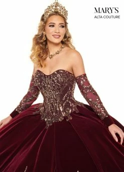 Strapless Velvet Quinceanera Dress By Alta Couture MQ3051 -Dresses Shop strapless velvet quinceanera dress by alta couture mq3051 quinceanera dresses marys bridal 239510