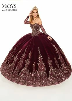 Strapless Velvet Quinceanera Dress By Alta Couture MQ3051 -Dresses Shop strapless velvet quinceanera dress by alta couture mq3051 quinceanera dresses marys bridal 757564