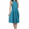 Teal Short Convertible Jersey Dress By Poly USA