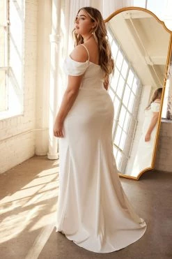 White Fitted Off Shoulder Gown By Cinderella Divine KV1057W -Dresses Shop white fitted off shoulder gown by cinderella divine kv1057w long formal dresses cinderella divine 312715
