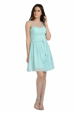 White Short Sleeveless Illusion Dress With Bow By Poly USA -Dresses Shop white short sleeveless illusion dress with bow by poly usa short cocktail dresses poly usa xs aqua 368764